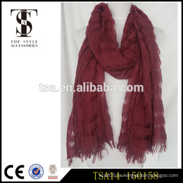 Hermoso estilo begger agujero tipo lana roja y acrílico blendiing bufanda nuevo diseño